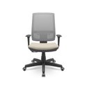 Ver imagem 1 de Cadeira Brizza Presidente Plaxmetal Tela Cinza Assento Vinil T21 Bege Base Relax Standard Aço Rodizi