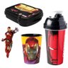 Kit Garrafa Shakeira Homem de Ferro Marvel Pote Potinho Copo - 1