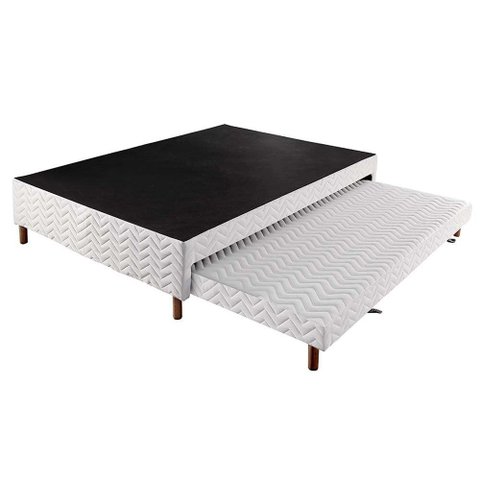 Cama Box Base C/auxiliar Universal Casal Sommier Rústico Bordado White (138x188x30) - Paropas