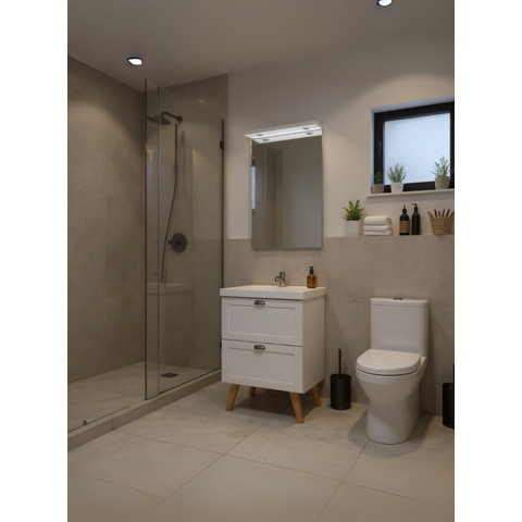 Gabinete para Banheiro com Cuba e Espelheira 60cm Mdf Branco Milano - On Móveis