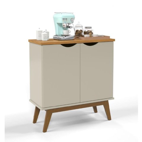 Balcão Buffet Aparador 2 Portas Retrô Prism Cinamomo / Off White Patrimar