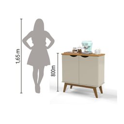 Balcão Buffet Aparador 2 Portas Retrô Prism Cinamomo / Off White Patrimar - 5