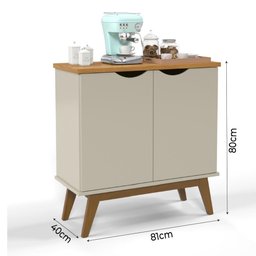 Balcão Buffet Aparador 2 Portas Retrô Prism Cinamomo / Off White Patrimar - 3