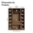 Ver imagem 2 de Guarda-Roupa Modulado com Espelhos 160 cm 4 Portas Rustic/Crema Neo Madesa