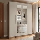 Ver imagem 3 de Guarda-Roupa Modulado com Espelhos 160 cm 4 Portas Rustic/Crema Neo Madesa