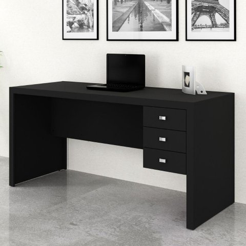 Escrivaninha Mesa para Escritório com 3 Gavetas Me4113 Tecnomobili Preto