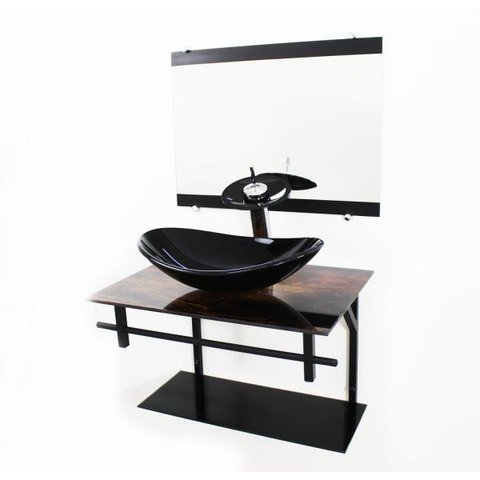 GABINETE DE VIDRO 60CM AP COM CUBA OVAL - MADEIRA RÚSTICA