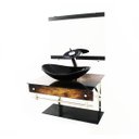 Ver imagem 1 de GABINETE DE VIDRO 60CM IQX INOX COM CUBA OVAL - MADEIRA RÚSTICA