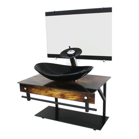 GABINETE DE VIDRO 60CM APX COM CUBA OVAL - MADEIRA RÚSTICA
