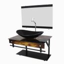 Ver imagem 2 de GABINETE DE VIDRO 60CM APX COM CUBA OVAL - MADEIRA RÚSTICA