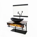 Ver imagem 3 de GABINETE DE VIDRO 60CM APX COM CUBA OVAL - MADEIRA RÚSTICA