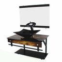 Ver imagem 1 de GABINETE DE VIDRO 60CM APX COM CUBA QUADRADA - MADEIRA RÚSTICA