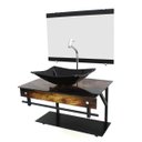 Ver imagem 2 de GABINETE DE VIDRO 60CM APX COM CUBA RETANGULAR - MADEIRA RÚSTICA