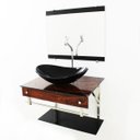 Ver imagem 2 de GABINETE DE VIDRO 60CM IQX INOX COM CUBA OVAL - MADEIRA NOGUEIRA