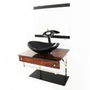 Ver imagem 1 de GABINETE DE VIDRO 60CM IQX INOX COM CUBA OVAL - MADEIRA NOGUEIRA