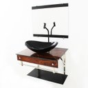 Ver imagem 3 de GABINETE DE VIDRO 60CM IQX INOX COM CUBA OVAL - MADEIRA NOGUEIRA