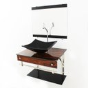 Ver imagem 2 de GABINETE DE VIDRO 60CM IQX INOX COM CUBA RETANGULAR - MADEIRA NOGUEIRA