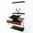 Ver imagem 3 de GABINETE DE VIDRO 60CM IQX INOX COM CUBA RETANGULAR - MADEIRA NOGUEIRA