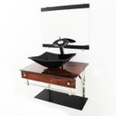 Ver imagem 1 de GABINETE DE VIDRO 60CM IQX INOX COM CUBA RETANGULAR - MADEIRA NOGUEIRA