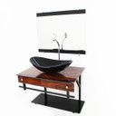 Ver imagem 2 de GABINETE DE VIDRO 60CM APX COM CUBA OVAL - MADEIRA NOGUEIRA