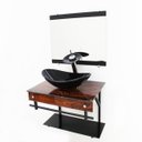 Ver imagem 3 de GABINETE DE VIDRO 60CM APX COM CUBA OVAL - MADEIRA NOGUEIRA