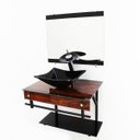 Ver imagem 3 de GABINETE DE VIDRO 60CM APX COM CUBA QUADRADA - MADEIRA NOGUEIRA