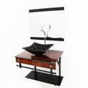 Ver imagem 2 de GABINETE DE VIDRO 60CM APX COM CUBA QUADRADA - MADEIRA NOGUEIRA