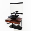 Ver imagem 3 de GABINETE DE VIDRO 60CM APX COM CUBA RETANGULAR - MADEIRA NOGUEIRA