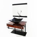 Ver imagem 2 de GABINETE DE VIDRO 60CM APX COM CUBA RETANGULAR - MADEIRA NOGUEIRA