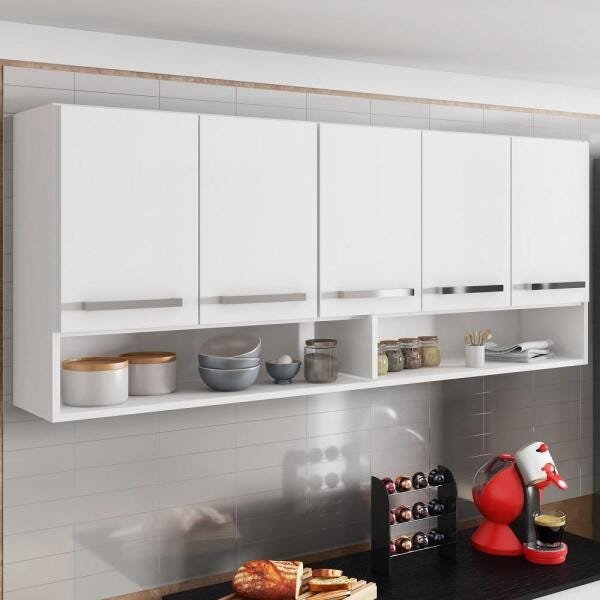Armário de Cozinha Aereo Branco 5 Portas 1,50cm