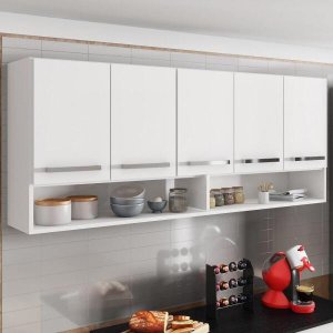 Armário de Cozinha Aereo Branco 5 Portas 1,50cm