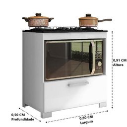Balcão Para Cooktop de 5 Bocas 1Porta Branco Albânia Brienza - 2