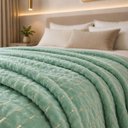 Ver imagem 2 de Cobertor Manta Fio de Ouro Casal 190x210 Toque Macio Luxo Decorativa Verde