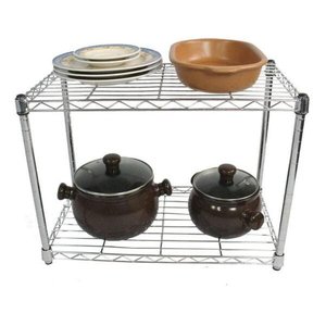 Estante de Aço Cromado com 2 Prateleiras Rack Aramado 1007
