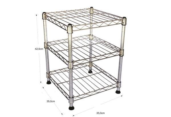 Estante de Aço Cromado com 3 Prateleiras Rack Aramado 1032 - 2