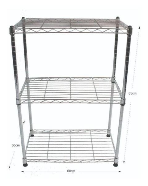 Estante de Aço Cromado com 3 Prateleiras Rack Aramado 1009 - 2