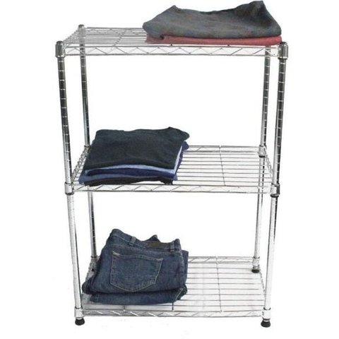 Estante de Aço Cromado com 3 Prateleiras Rack Aramado 1009