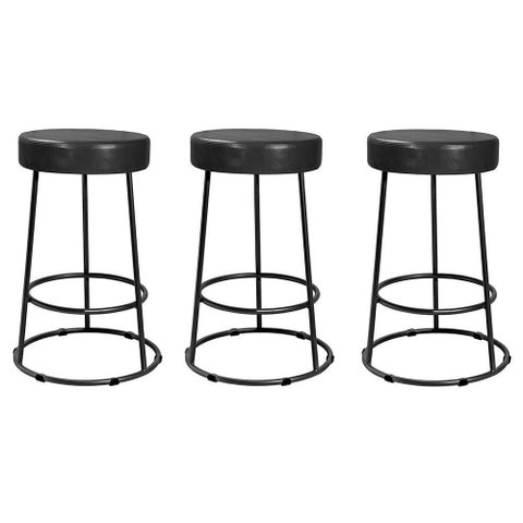 Kit 3 Banquetas Roma 70cm Couríssimo Preto - Salaone