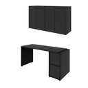 Ver imagem 2 de Mesa Escrivaninha 150cm e 2 Armários Aéreos 4 Portas F5 Cor:preto