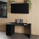 Ver imagem 1 de Mesa Escrivaninha 150cm e 2 Armários Aéreos 4 Portas F5 Cor:preto