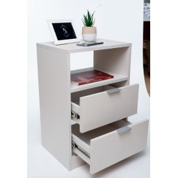 Mesa de Cabeceira 60cm de Altura Off White com 2 Gavetas Enviamos Montado - 3