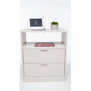Mesa de Cabeceira 60cm de Altura Off White com 2 Gavetas Enviamos Montado