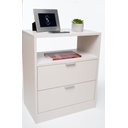Ver imagem 2 de Mesa de Cabeceira 60cm de Altura Off White com 2 Gavetas Enviamos Montado