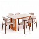 Ver imagem 3 de Conjunto de Jantar Mesa Tali 180cm e 6 Cadeiras Ema CabeCasa MadeiraOriginals Off White/Prata