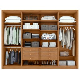 Guarda-roupa Casal 100% Mdf 8 Portas Easy Glow com Espelhos Amendoa Clean/off White - 11