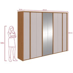 Guarda-roupa Casal 100% Mdf 8 Portas Easy Glow com Espelhos Amendoa Clean/off White - 4