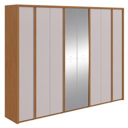 Guarda-roupa Casal 100% Mdf 8 Portas Easy Glow com Espelhos Amendoa Clean/off White - 2