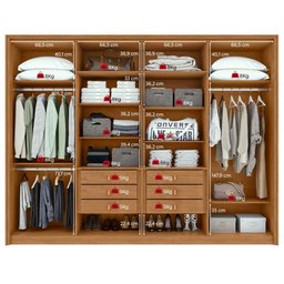Guarda-roupa Casal 100% Mdf 8 Portas Easy Glow com Espelhos Amendoa Clean/off White - 3