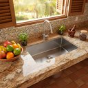 Ver imagem 7 de Kit Cuba Gourmet Cozinha 50x40 Inox 304 Prata com Torneira Parede 2 Saídas Brinovar