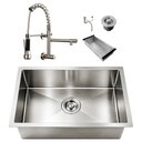 Ver imagem 1 de Kit Cuba Gourmet Cozinha 50x40 Inox 304 Prata com Torneira Parede 2 Saídas Brinovar